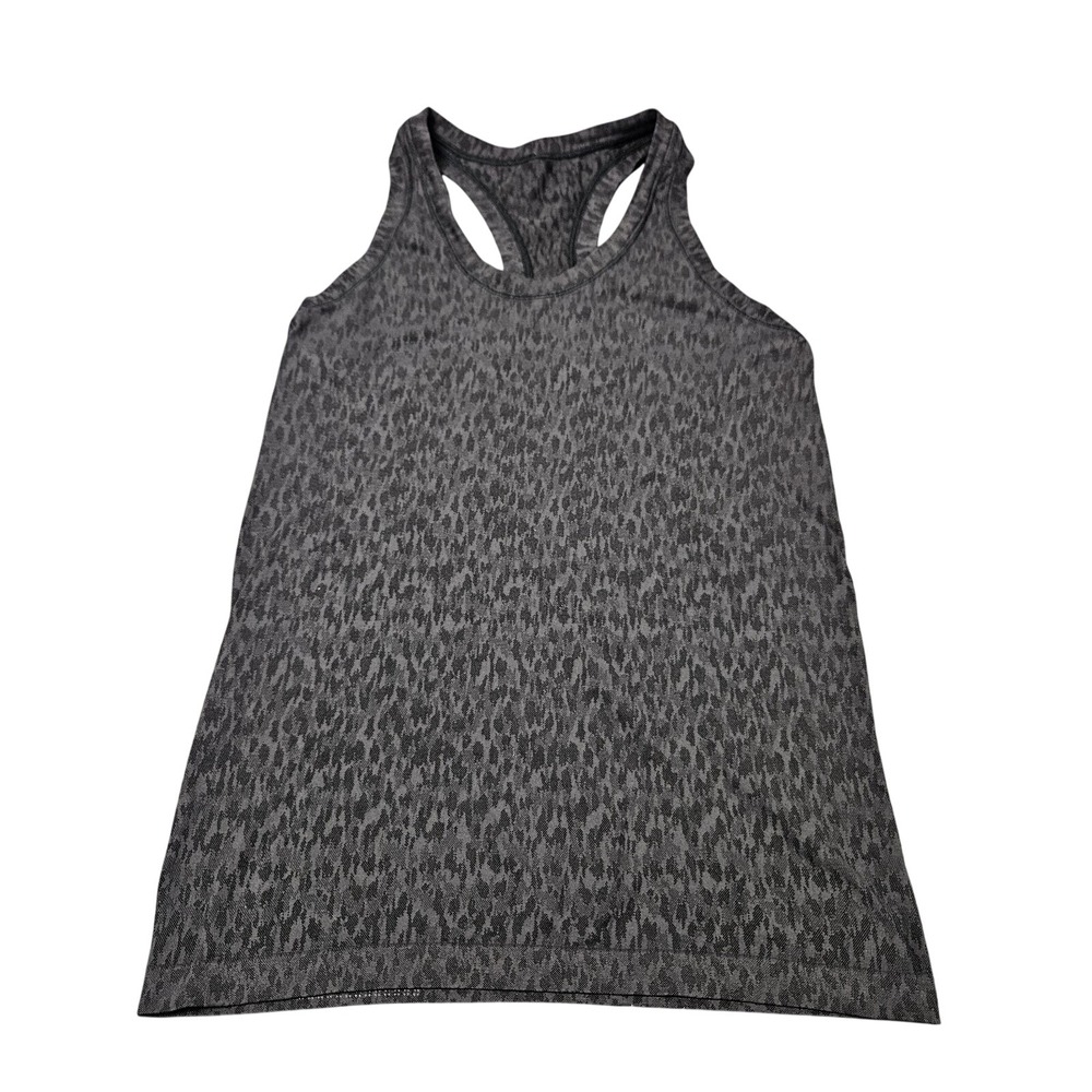 Athleta Tank Top Womens Small Grey Leopard Print Seamless Racerback Yoga Gym